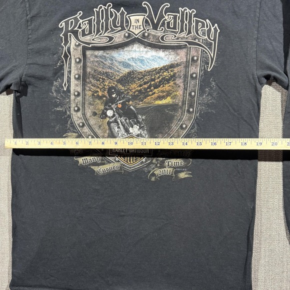 Harley-Davidson Shirt Mens Medium Black Rally In Valley 2011 Long Sleeve Biker - Picture 6 of 9